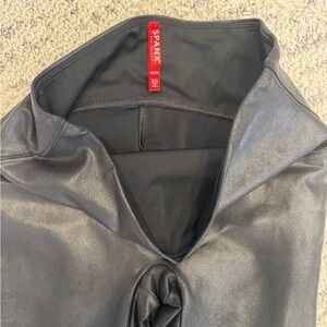 Black faux leather legging- spanx - medium - great condition!